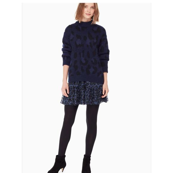 Kate Spade Blue Animal Print Alpaca Sweater NWT - Picture 2 of 7